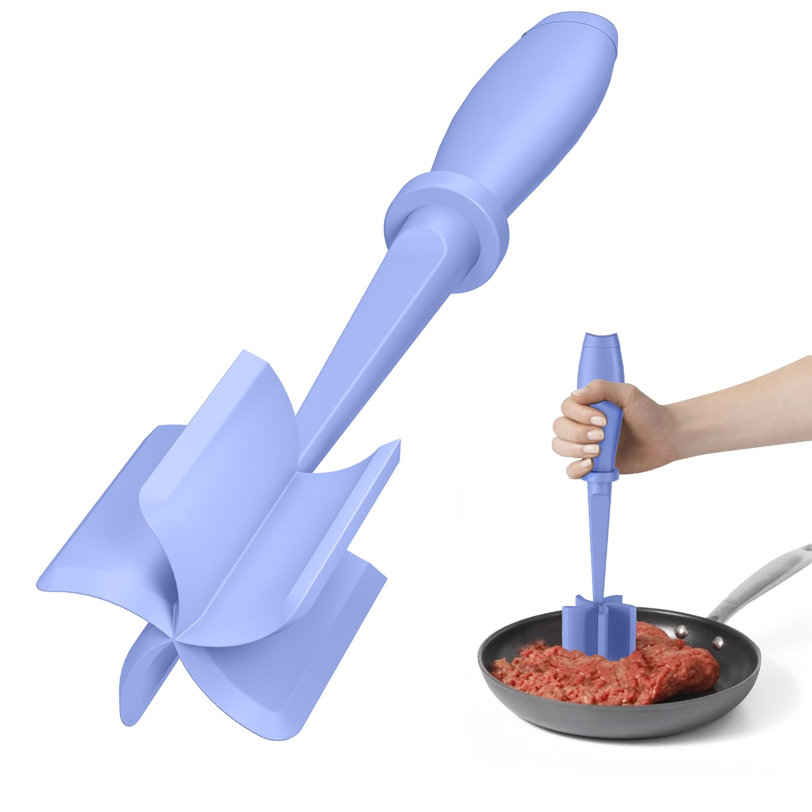 Meat Chopper, Hamburger Grinder, Premium Heat Resistant Smasher for Ground Beef, Burger Grinder Nylon Potato Mix Tool-Black